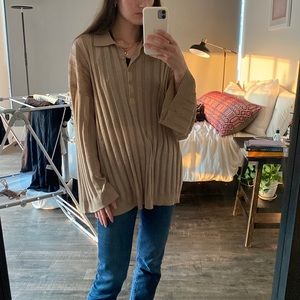 Toteme gold knit long sleeve polo size XS